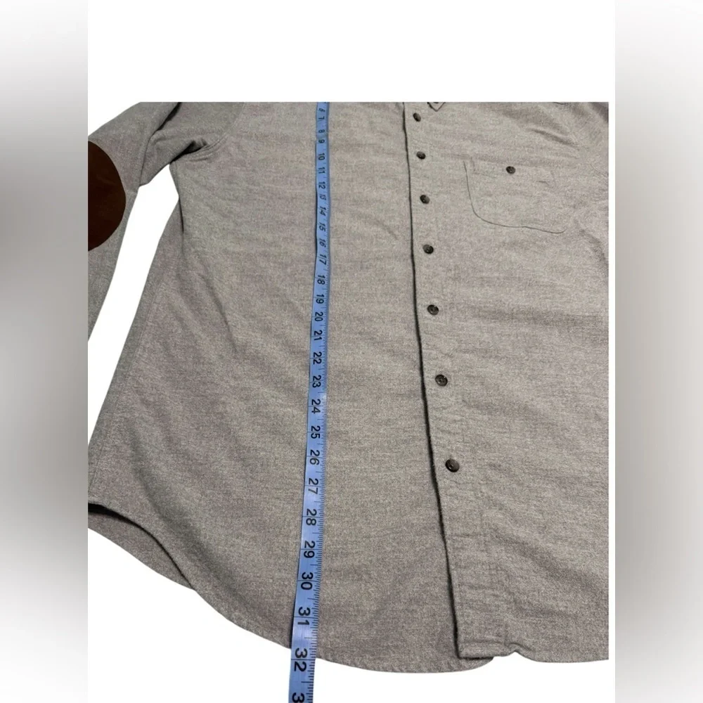 J. Crew Gray Casual Button Down Shirt with Brown Elbow Patches Size L-T